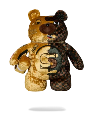SPRAYGROUND SHARKS IN PARIS GOLD DRIP MONEYBEAR BACKPACK B9342 25” x 7” x 12” - SPRAYGROUND