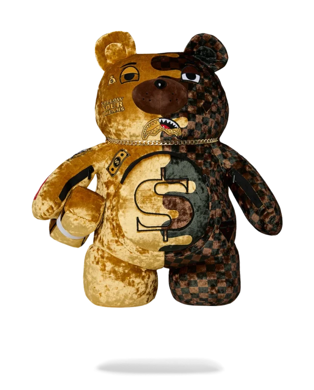 SPRAYGROUND SHARKS IN PARIS GOLD DRIP MONEYBEAR BACKPACK B9342 25” x 7” x 12”   - SPRAYGROUND