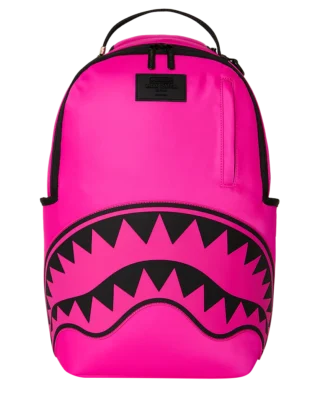SPRAYGROUND SHARK CENTRAL WHITE STENCIL SHARK PINK NYLON BACKPACK B9632 46 x 15 x 29 cm