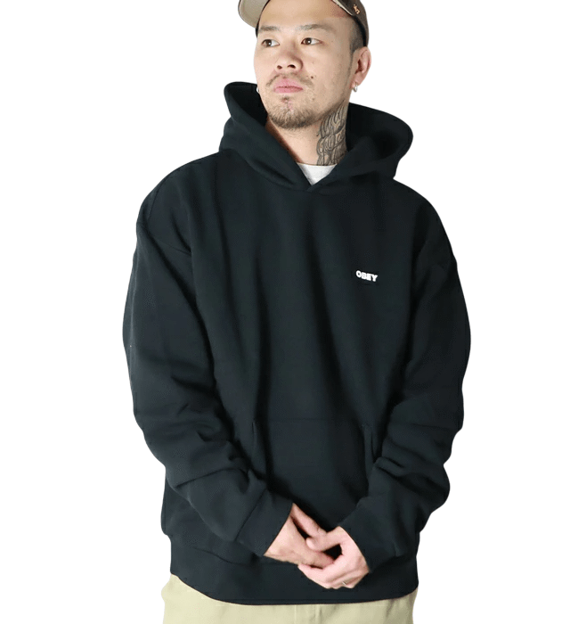 OBEY BOLD STAR EXTRA HEAVY HOOD FLEECE BLACK 112470224 BLK