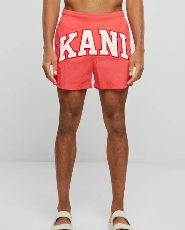 KARL KANI SERIF BOARD SHORTS RED/OFF WHITE KM241-052-2 - KARL KANI