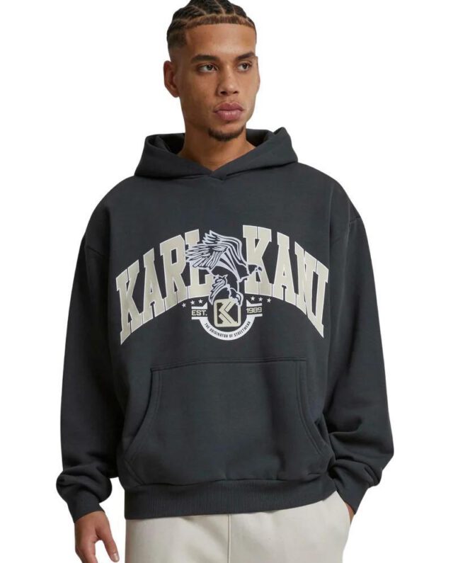 Karl Kani Og Eagle Print Os Hoodie Anthracite/light Sand Black KM243-017-1