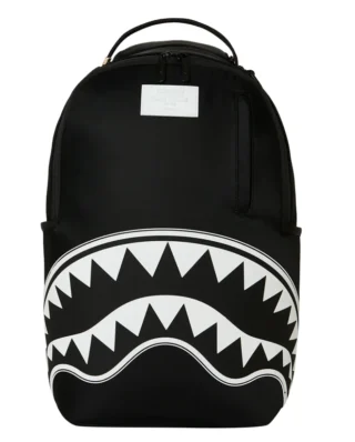 SPRAYGROUND SHARK CENTRAL WHITE STENCIL SHARK BLACK NYLON BACKPACK B9634 46 x 15 x 29 cm - SPRAYGROUND