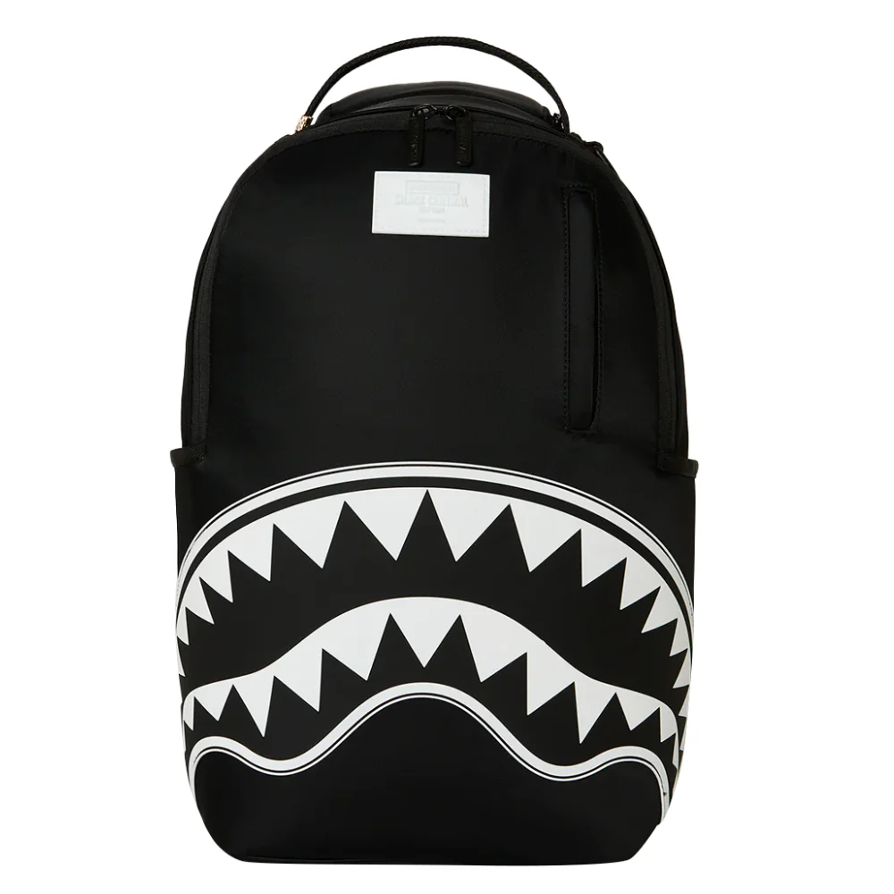 JW5965934 SPRAYGROUND SHARK CENTRAL WHITE STENCIL SHARK BLACK NYLON BACKPACK B9634 46 x 15 x 29 cm - Image 1
