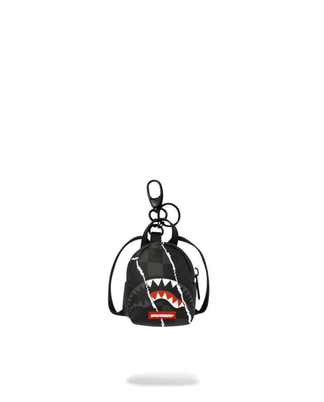 SPRAYGROUND CENTER RIP REVEALING GRAY CHECK BACKPACK KEYCHAIN K9352 7.5 cm x 9 cm x 3.8 cm