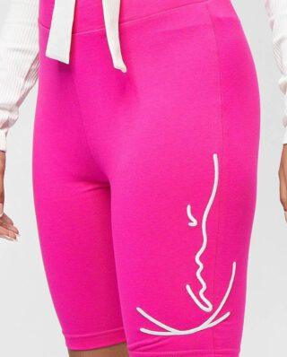 KARL KANI WOMAN SIGNATURE RIB CYCLING SHORTS PINK - KARL KANI