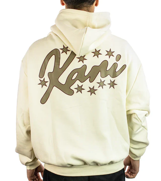 KARL KANI SIGNATURE STAR PRINT OS HOODIE BEIGE KM253-015-2 - KARL KANI