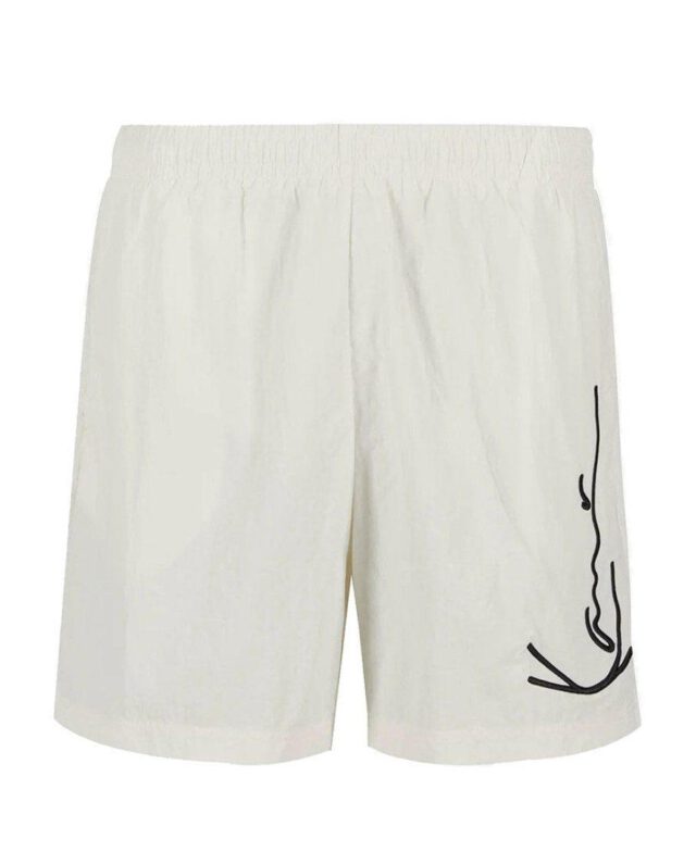 KARL KANI SIGNATURE SWIM SHORTS OFF WHITE BEIGE KM-SW011-003-09 - KARL KANI