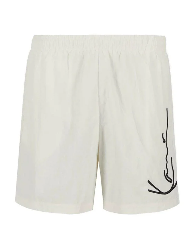 KARL KANI SIGNATURE SWIM SHORTS OFF WHITE BEIGE KM-SW011-003-09 - KARL KANI