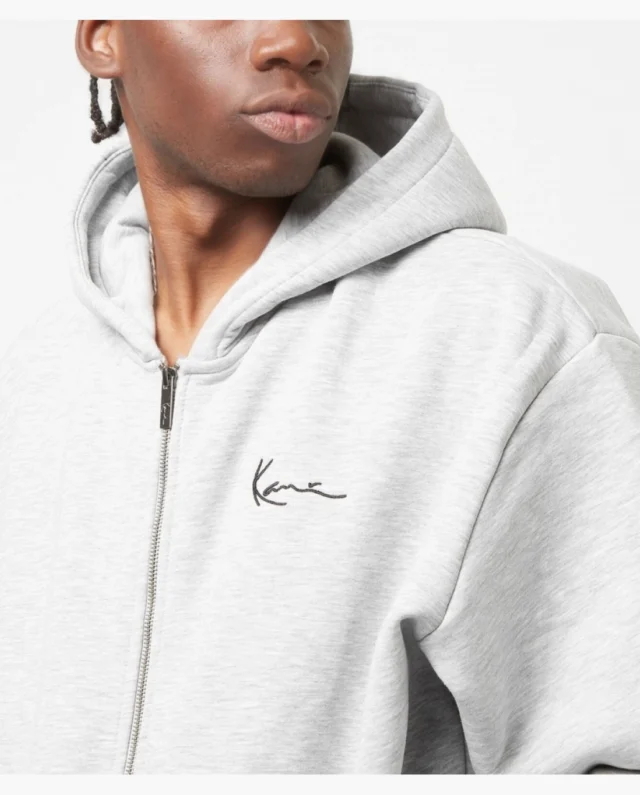 Karl Kani Chest Signature Essential Zip Hoodie Ash Grey KM-ZH011-013-03 - KARL KANI