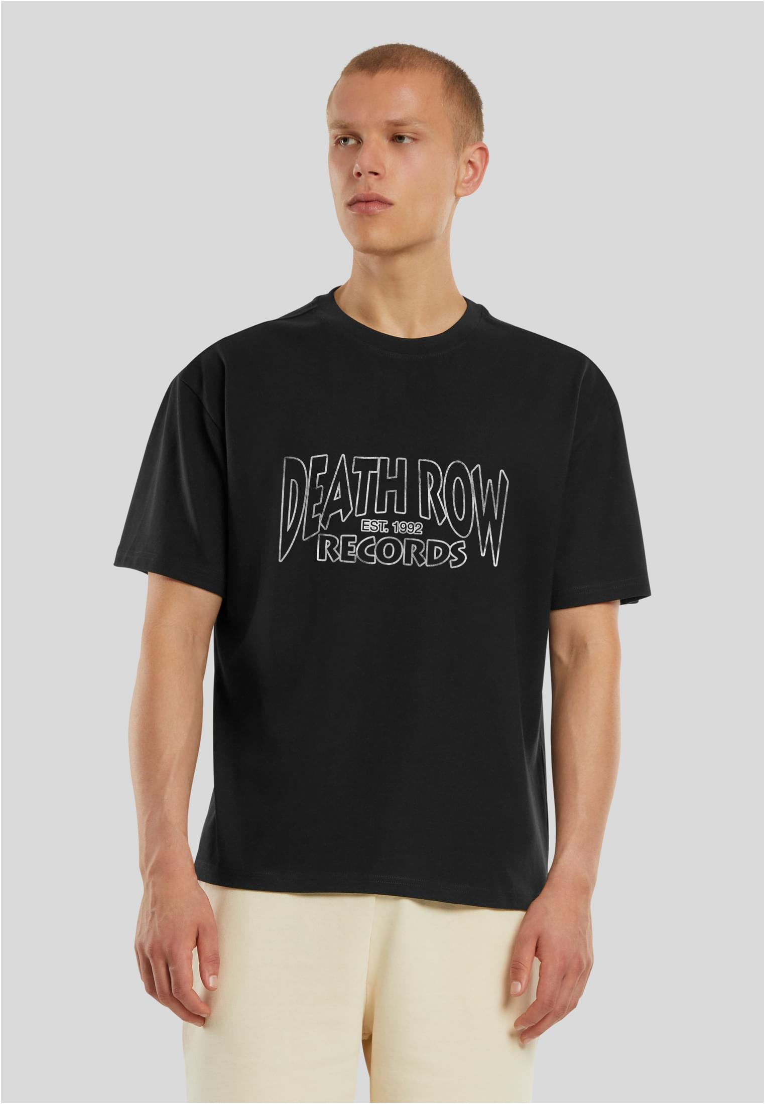 MC1619_Mw1-00007 MERCHCODE Deathrow Records Logo Loose Tee Black MC1619 - Image 1