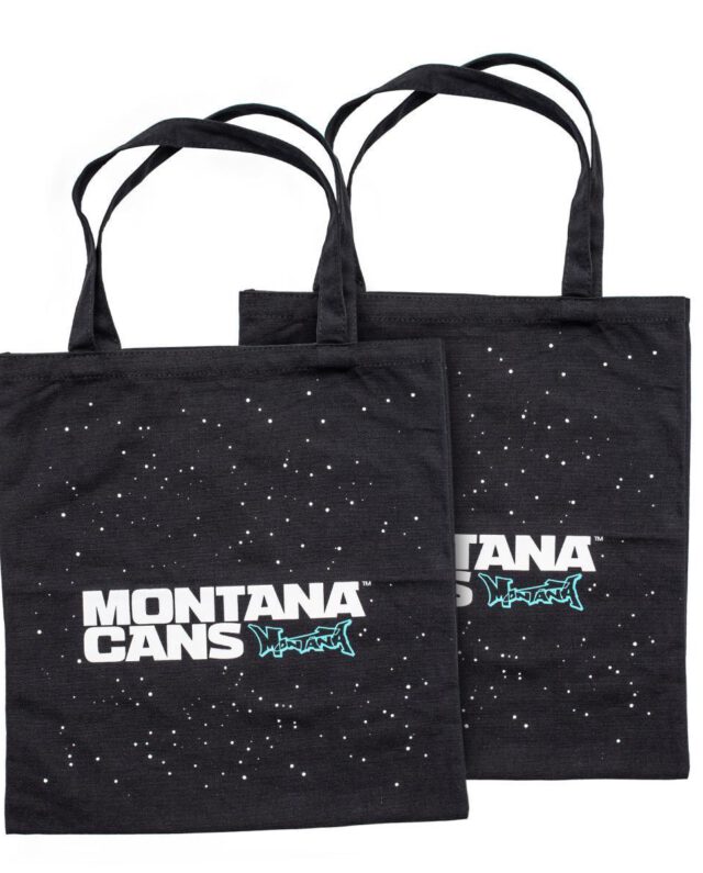 MONTANA TYPO LOGO STARS COTTON BAG BLACK - Montana