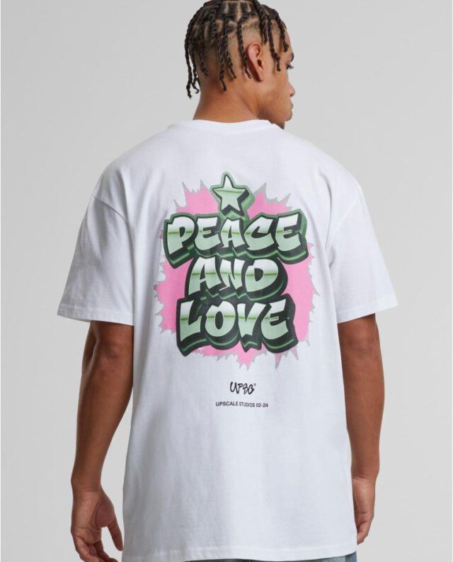 Upscale Studios Peace&Love Heavy Oversize Tee White MT3188 - Upscale Studios