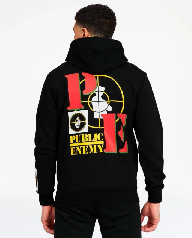 ROCK OFF X DEF JAM PUBLIC ENEMY UNISEX PULLOVER HOODIE TARGET (BACK PRINT) BLACK - Rap Merch