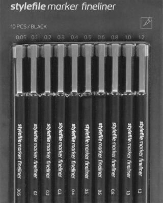 STYLEFILE MARKER FINELINER 10 PCS SET BLACK - Stylefile