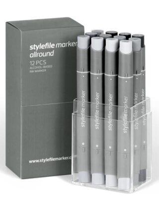 STYLEFILE MARKER ALLROUND 12 PCS SET NEUTRAL GREY