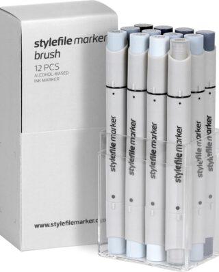 STYLEFILE MARKER BRUSH 12 PCS SET SFSBR12CG COOL GREY