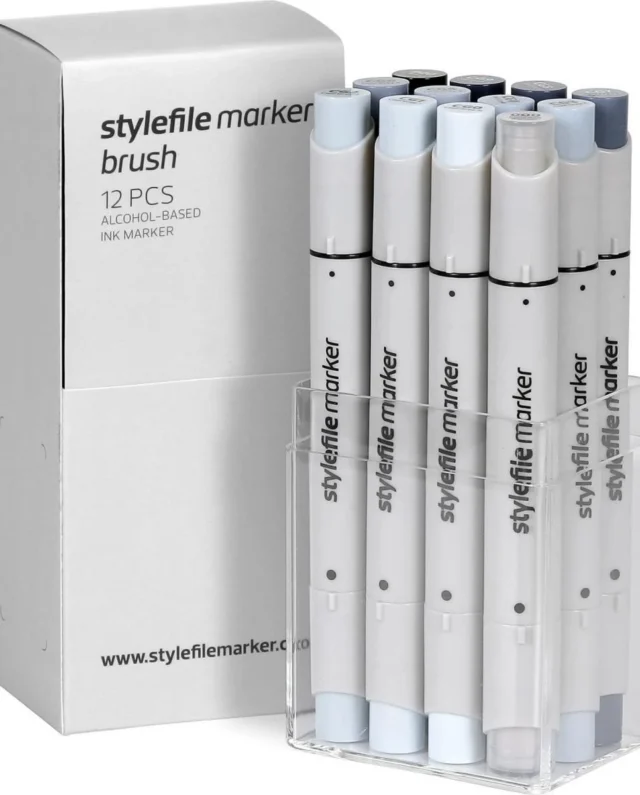 STYLEFILE MARKER BRUSH 12 PCS SET SFSBR12CG COOL GREY