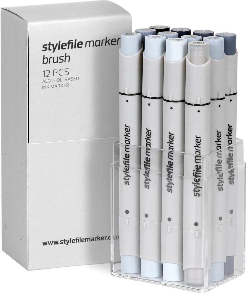 STYLEFILE MARKER BRUSH 12 PCS SET SFSBR12CG COOL GREY