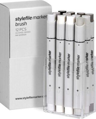 STYLEFILE MARKER BRUSH 12 PCS SET SFSBR12WG WARM GREY