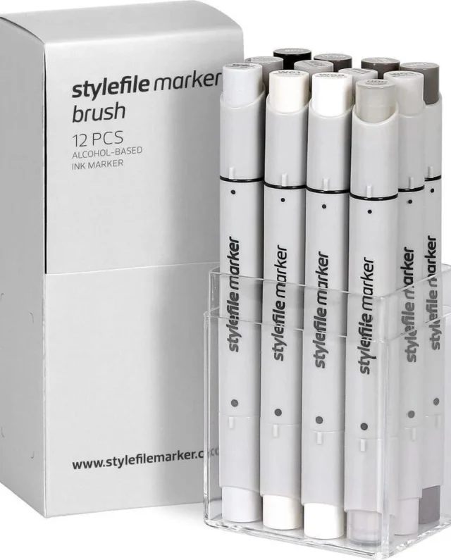 STYLEFILE MARKER BRUSH 12 PCS SET SFSBR12WG WARM GREY