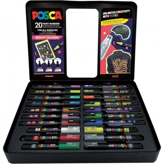 POSCA SET 20PCS GROOVY COLOURS METAL BOX - Image 2