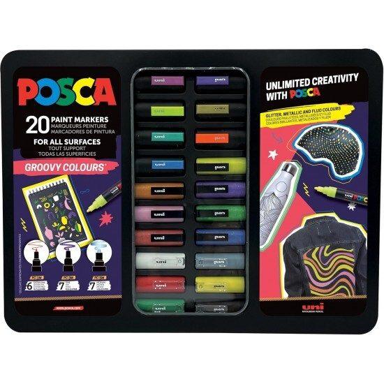 POSCA SET 20PCS GROOVY COLOURS METAL BOX