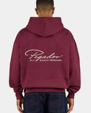 Pegador Pike Oversized Hoodie Washed Maroon Red Stone PGDR-6322-614/097 - PEGADOR