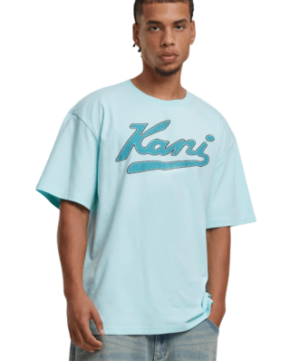 KARL KANI VARSITY PALM PRINT T-SHIRT TURQUOISE KM252-005-2