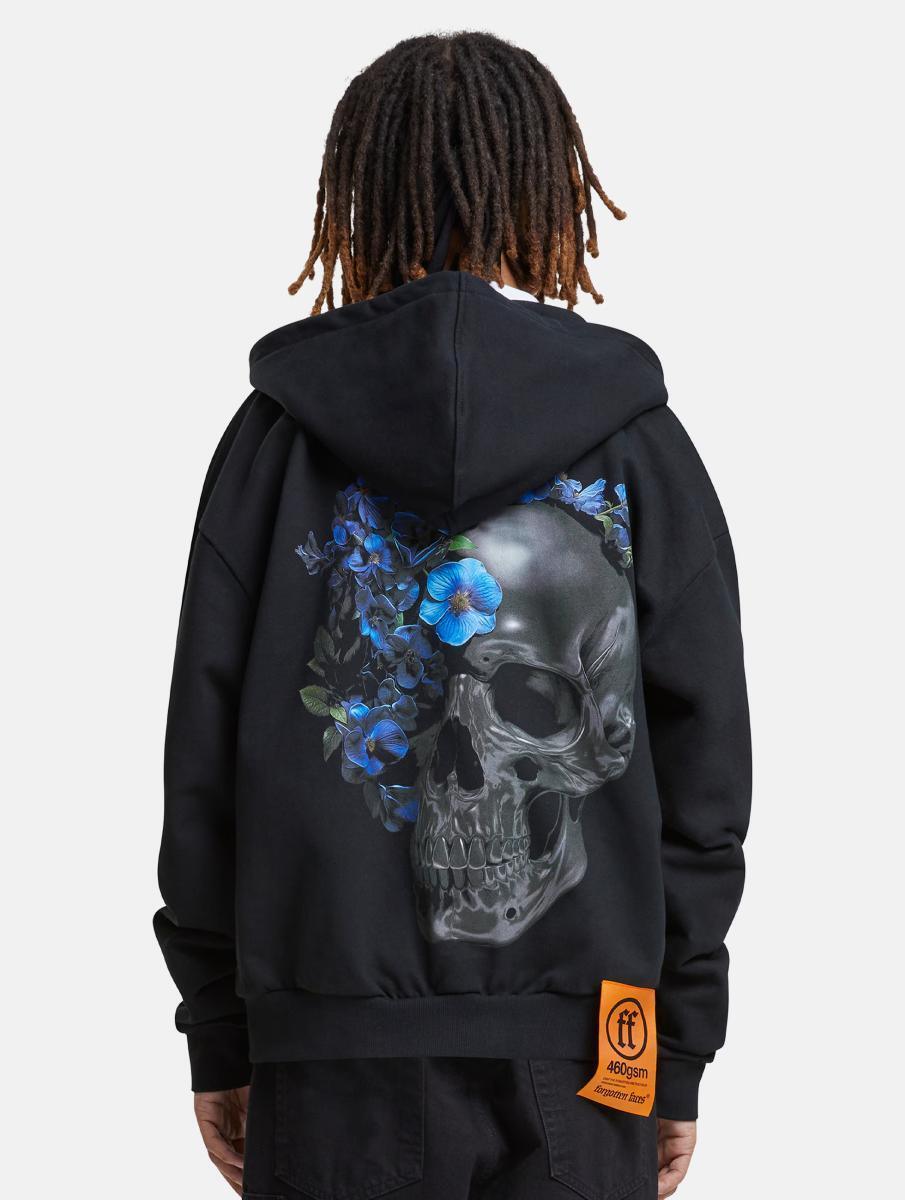Forgotten Faces Flowered Skull Heavy Oversize Zip Hoodie FOF0138-00007 - Image 2