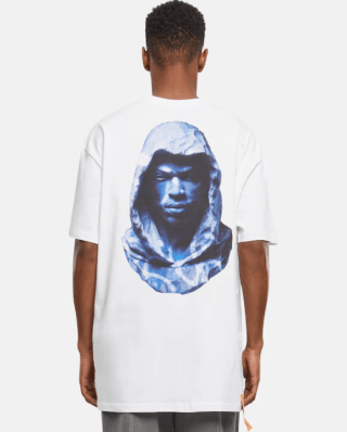 FORGOTTEN FACES TAGGED BLUE MARBLE OVERSIZE TEE WHITE FOF0136-00220 - FORGOTTEN FACES