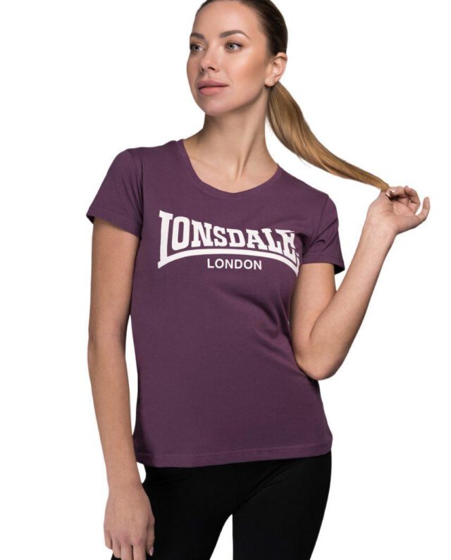 LONSDALE LONDON CARTMEL T-SHIRT 117020 3803 AUBERGINE/WHITE - LONSDALE LONDON