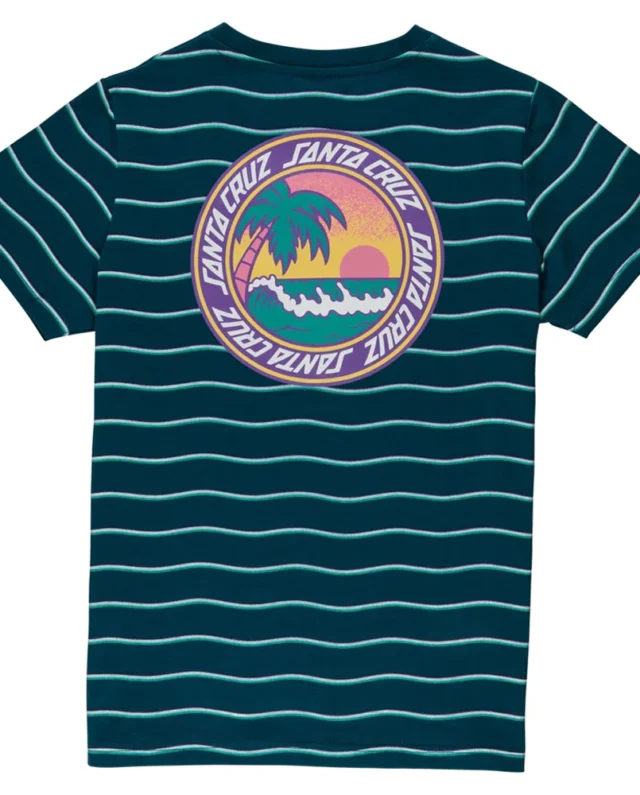 Santa-Cruz-Youth-Paradise-Break-T-Shirt Santa Cruz Youth Paradise Break T-Shirt Teal Wave Stripe SCA-YTE-1620 - SANTA CRUZ