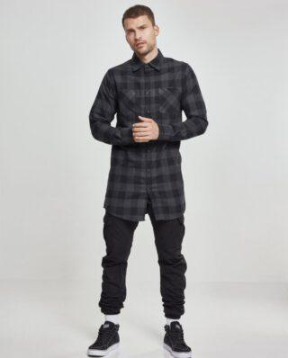URBAN CLASSICS LONG CHECKED FLANELL SHIRT 1000 CHA/BLK - UrbanClassics