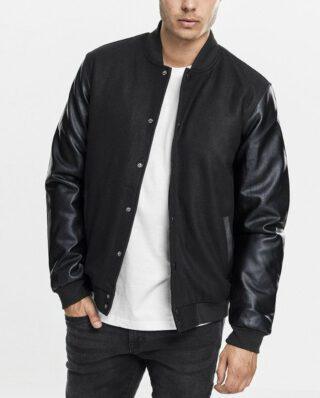 URBAN CLASSICS TB201 OLDSCHOOL COLLEGE JACKET BLK/BLK - UrbanClassics