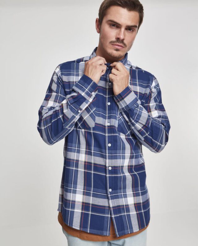 URBAN CLASSICS CHECKED SHIRT INDIGO/WHITE/RED/GO - UrbanClassics