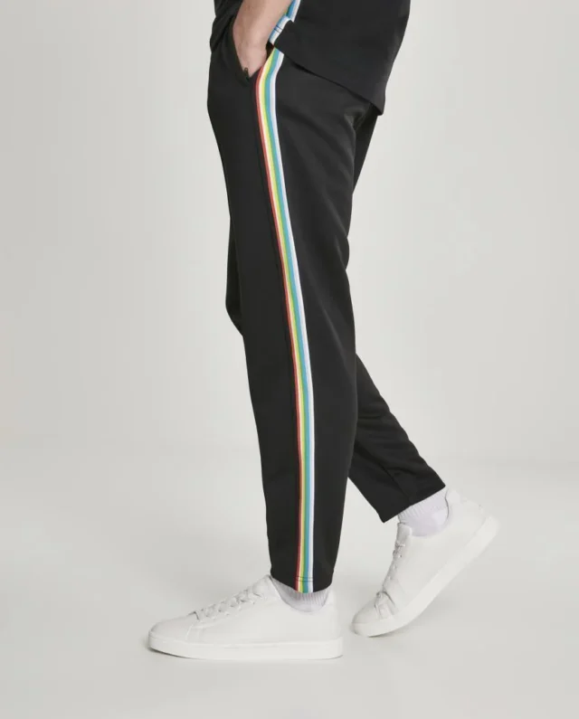 URBAN CLASSICS SIDE TAPED TRACK PANTS TB2729 BLK/MULTICOLOR - UrbanClassics