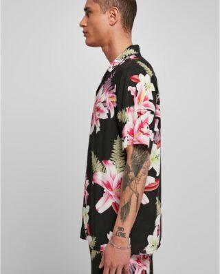 URBAN CLASSICS VISCOSE AOP RESORT SHIRT TB4150 DARKJUNGLE - UrbanClassics
