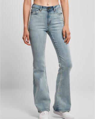 URBAN CLASSICS Ladies High Waist Flared Denim Pants Blue Washed TB4549 - UrbanClassics
