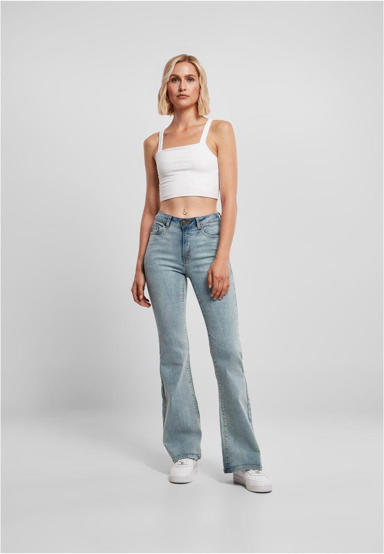 URBAN CLASSICS Ladies High Waist Flared Denim Pants Blue Washed TB4549 - Image 3