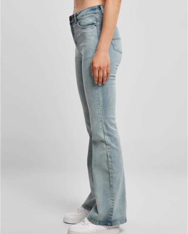 URBAN CLASSICS Ladies High Waist Flared Denim Pants Blue Washed TB4549 - UrbanClassics