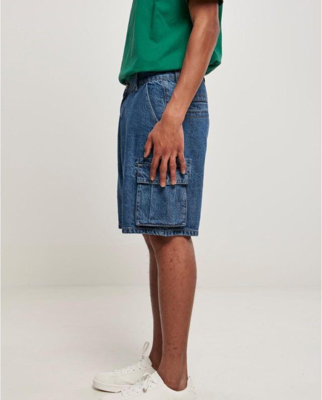 URBAN CLASSICS ORGANIC DENIM CARGO SHORTS MID INDIGO WASHED - UrbanClassics
