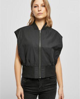 URBAN CLASSICS Ladies Recycled Short Bomber Vest Black TB5492