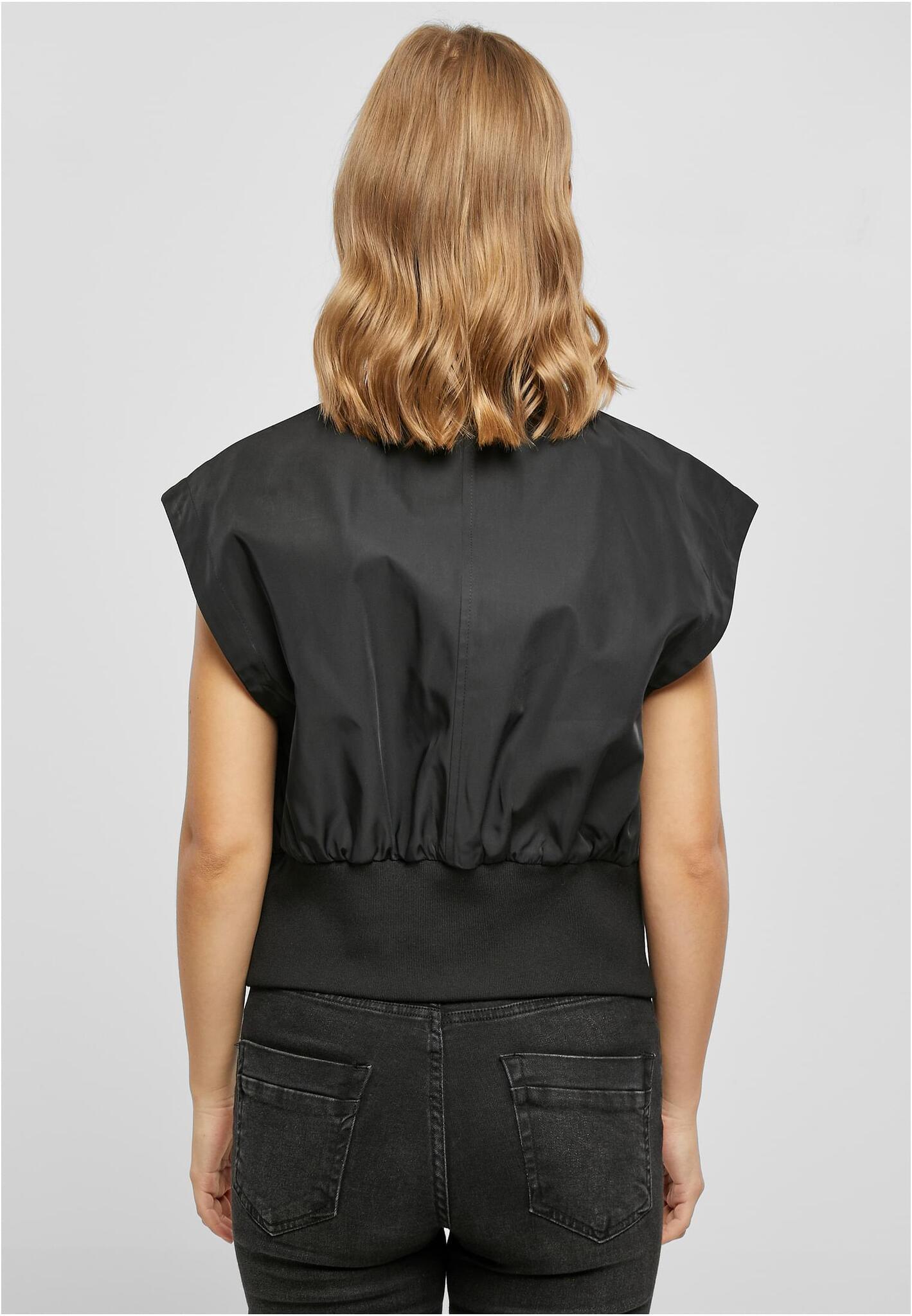URBAN CLASSICS Ladies Recycled Short Bomber Vest Black TB5492 - Image 3