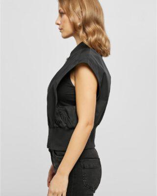 URBAN CLASSICS Ladies Recycled Short Bomber Vest Black TB5492 - UrbanClassics