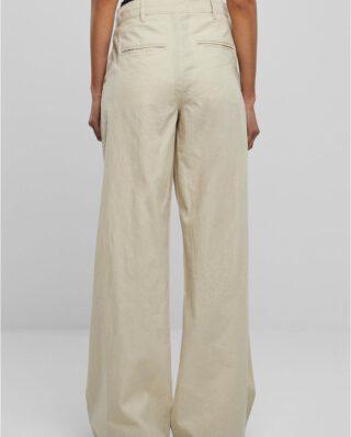 URBAN CLASSICS Ladies High Linen Mixed Wide Leg Pants Softseagrass TB5991 - UrbanClassics