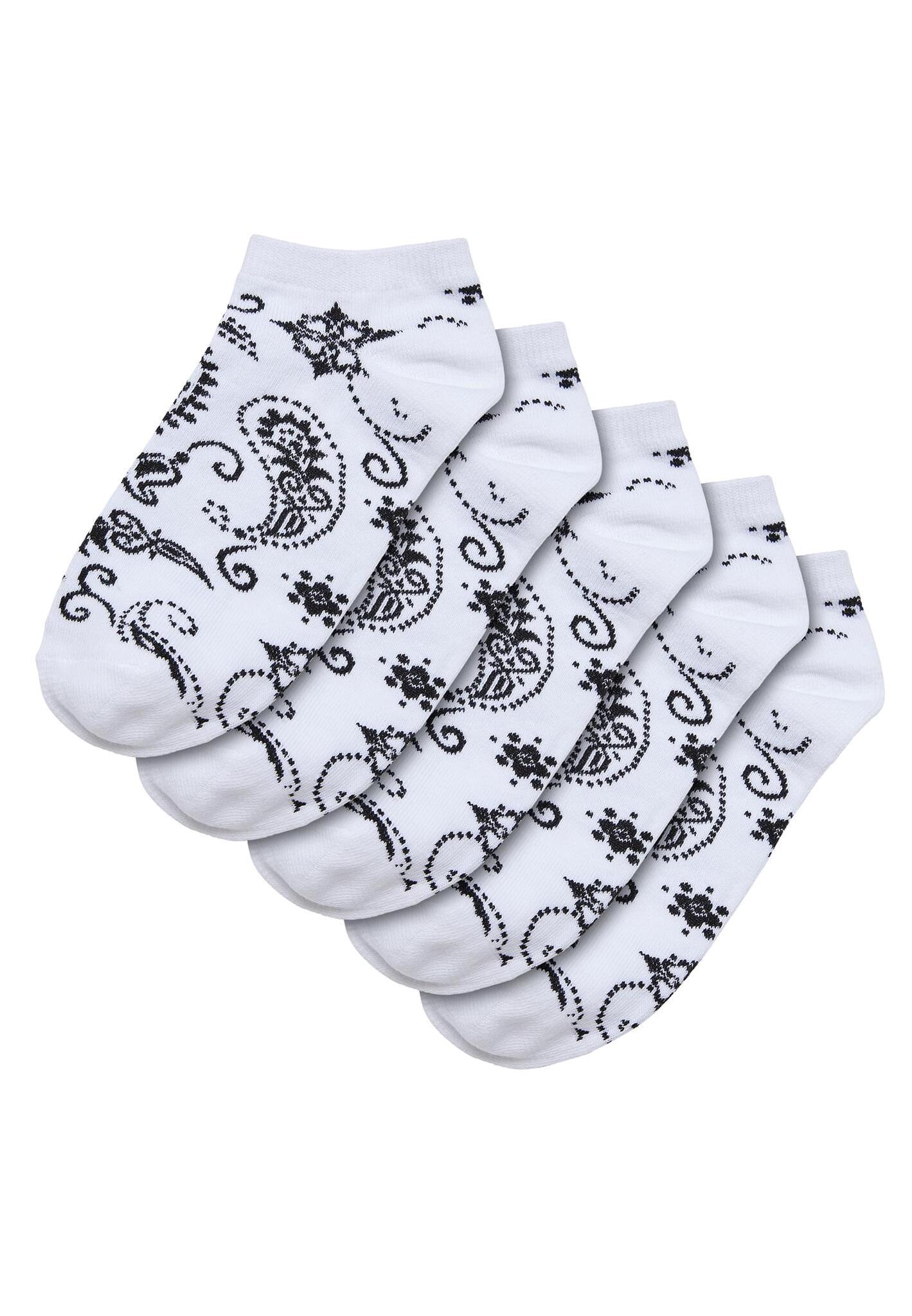 Urban Classics Bandana Pattern No Show Socks 5-Pack White TB6425 - UrbanClassics