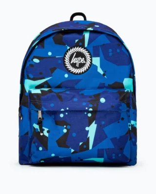 HYPE BLUE & TEAL GEO CAMO BACKPACK 44cms x 31cms x 17cms TWLG-761