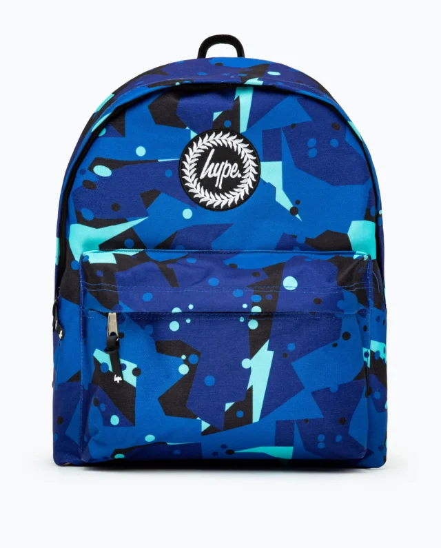 HYPE BLUE & TEAL GEO CAMO BACKPACK 44cms x 31cms x 17cms TWLG-761