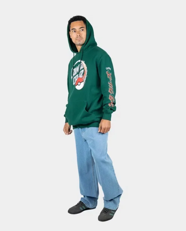 SANTA CRUZ POKE BALL DOT HOODIE GREEN SCA-HDY-5985 - SANTA CRUZ